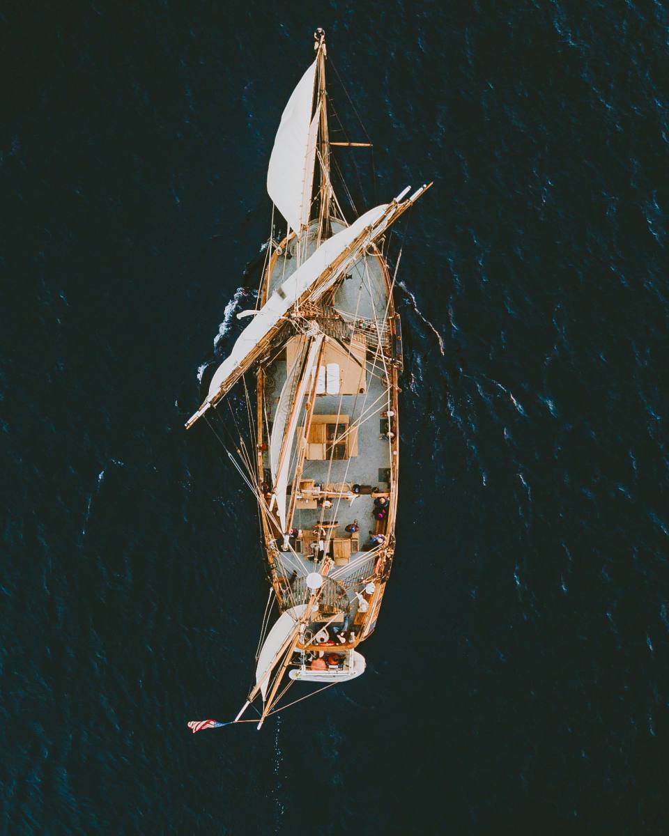 Segelschiff auf der Ostsee von oben